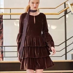 Banana Republic Olivia Palermo Taupe Velvet Dress